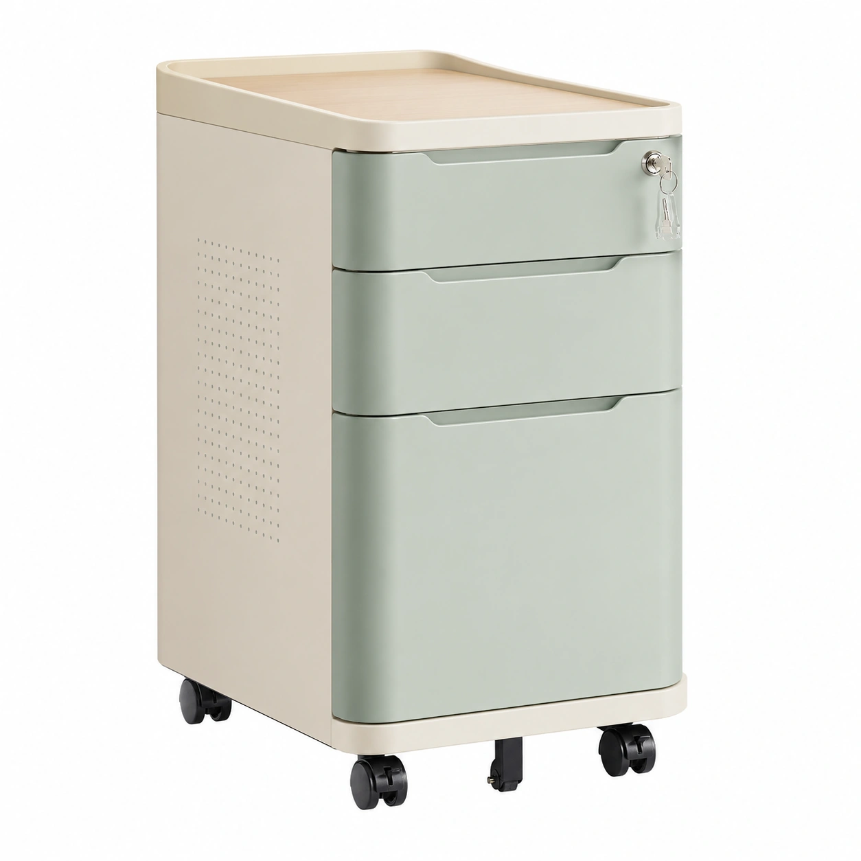 Cajonera Movil Verde Salvia con Cerradura-nordviro