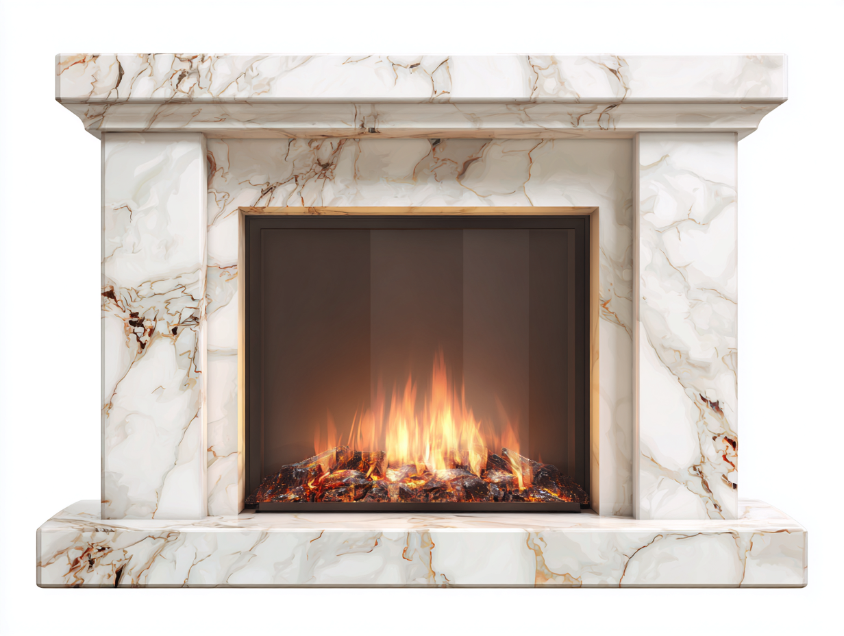 Cheminée électrique - panneaux techniques-verre-métal - 140 x 35 x 110 cm - blanc-or-noir - style classique contemporain-Nestuphaus