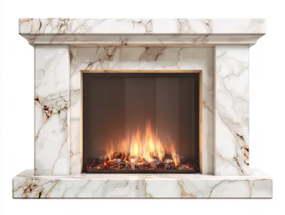 Cheminée électrique - panneaux techniques-verre-métal - 140 x 35 x 110 cm - blanc-or-noir - style classique contemporain-Nestuphaus