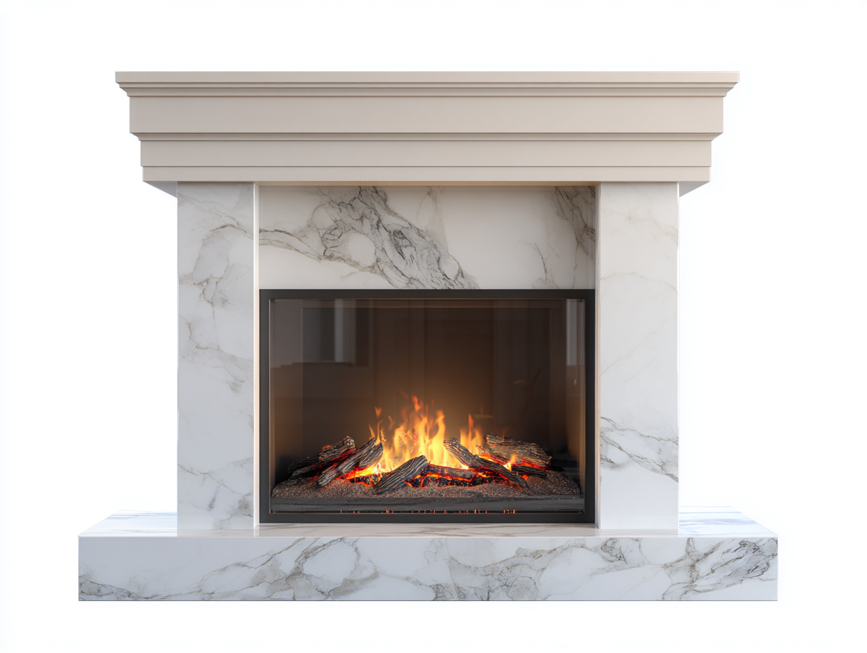 Cheminée électrique - panneaux techniques-verre-métal - 146 x 35 x 126 cm - beige-blanc-gris-noir-orange - style contemporain raffiné-Nestuphaus