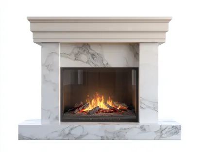 Cheminée électrique - panneaux techniques-verre-métal - 146 x 35 x 126 cm - beige-blanc-gris-noir-orange - style contemporain raffiné-Nestuphaus