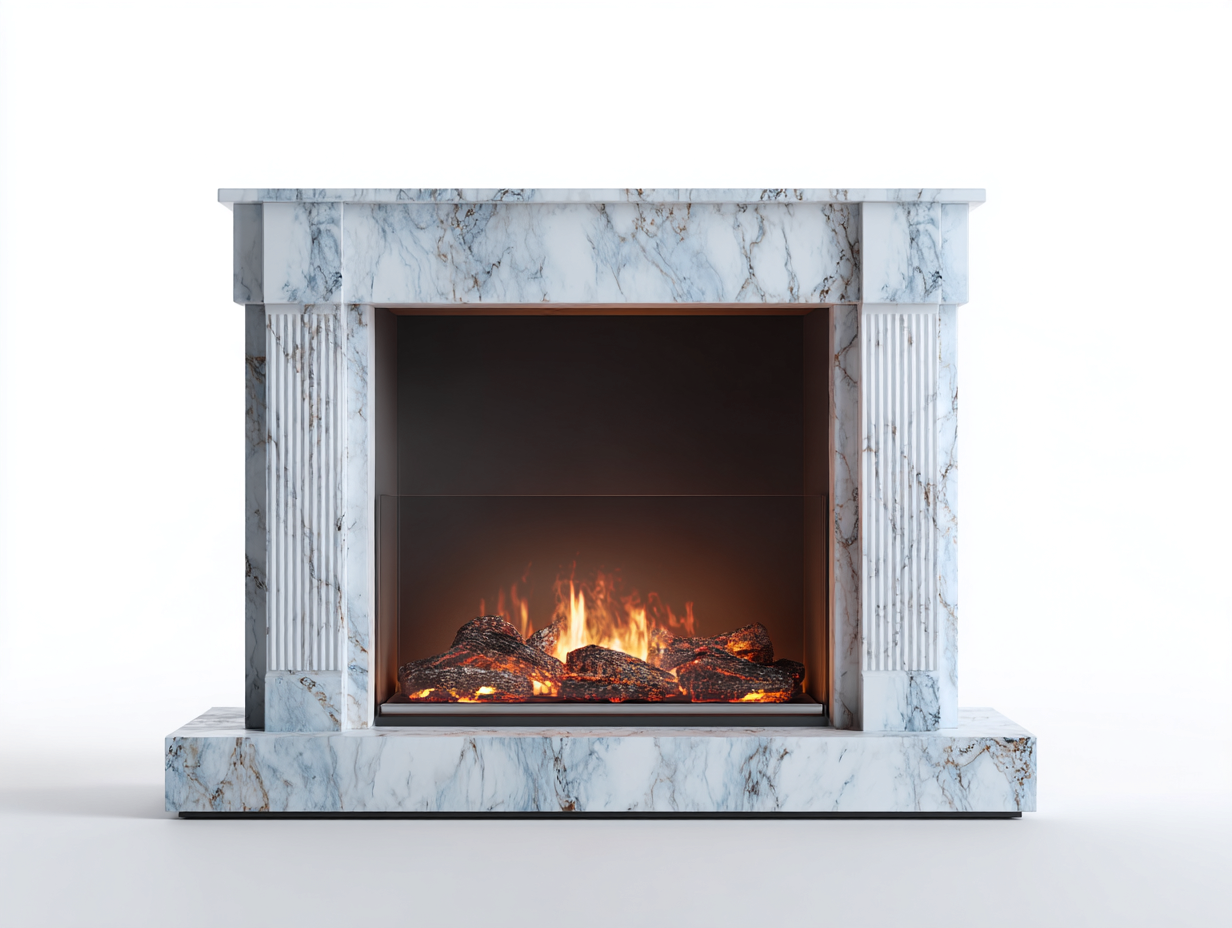 Cheminée électrique - panneaux techniques-verre-métal - 148 x 36 x 122 cm - blanc-gris-noir - style contemporain minimaliste-Nestuphaus