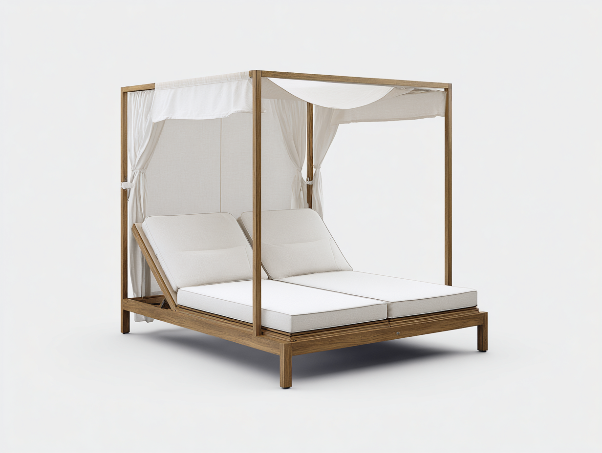 Bain de soleil-bois-tissu-214 x 152 x 218 cm-blanc-naturel-style contemporain-Nestuphaus