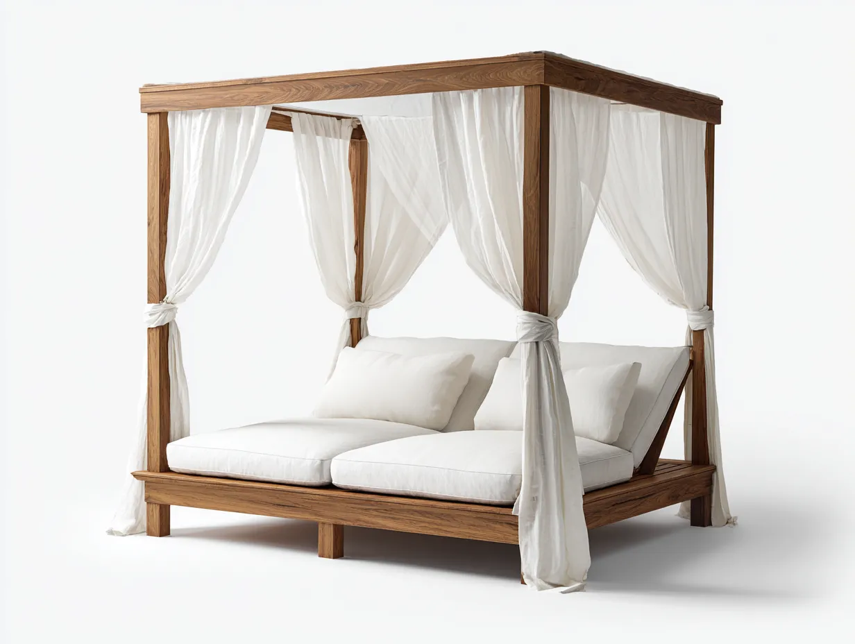 Bain de soleil-bois-tissu-208 x 146 x 211 cm-blanc-naturel-style contemporain-Nestuphaus