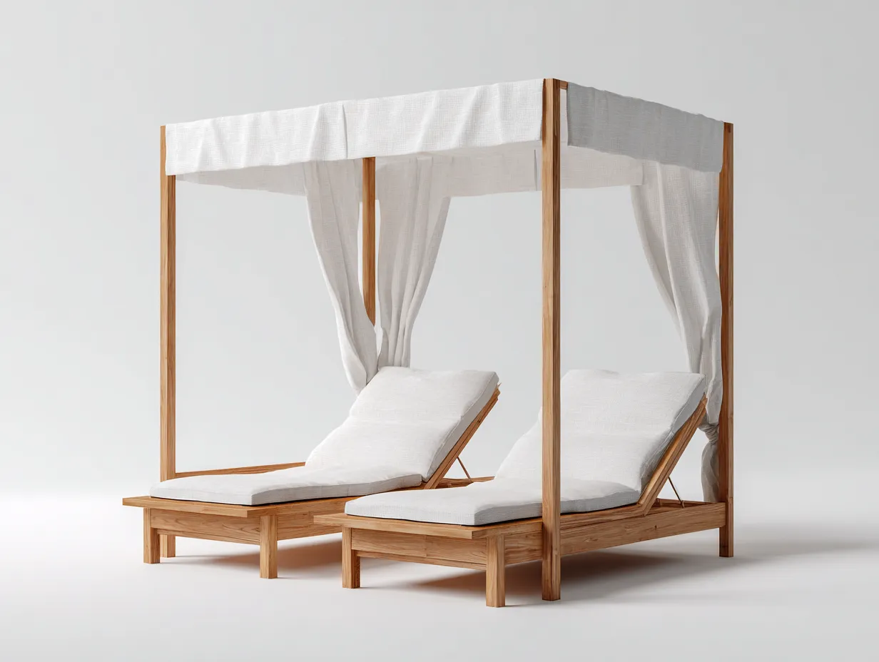 Bain de soleil-bois-tissu-221 x 162 x 224 cm-blanc-naturel-style contemporain-Nestuphaus