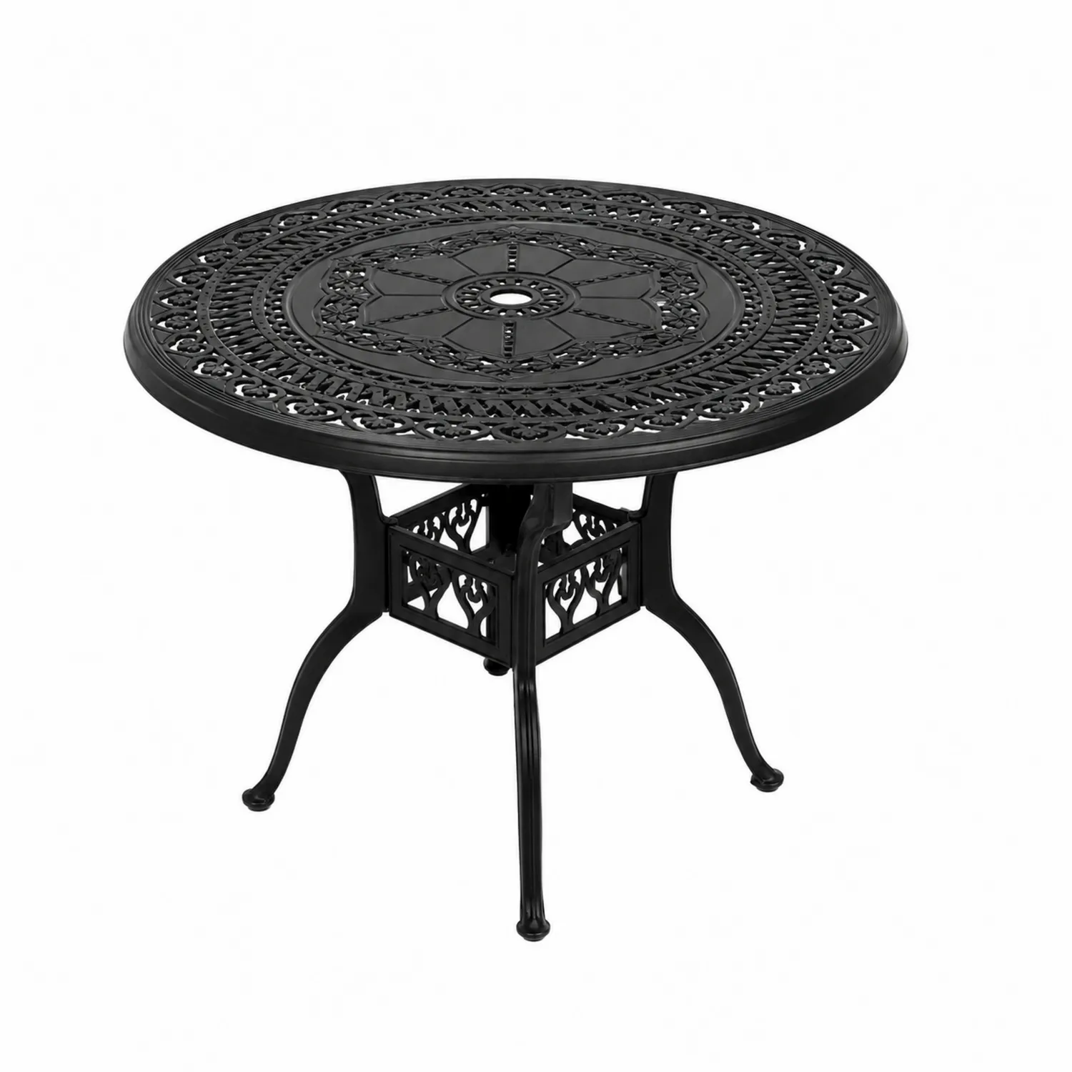 Mesa de jardín redonda de metal en color negro, diámetro 110 cm
