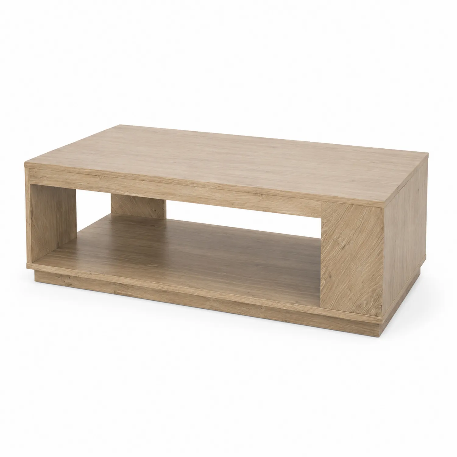 Mesa de centro de madera de roble con estante