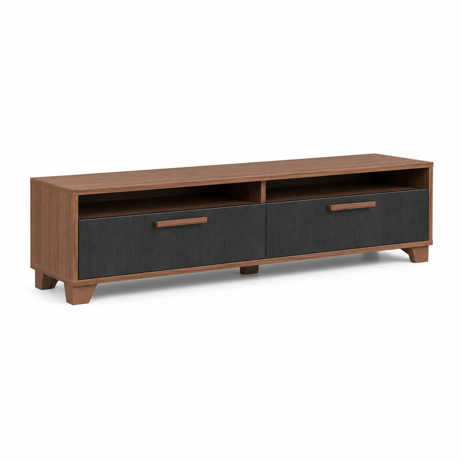 Mueble de TV de Madera Marrón y Negro con Cajones