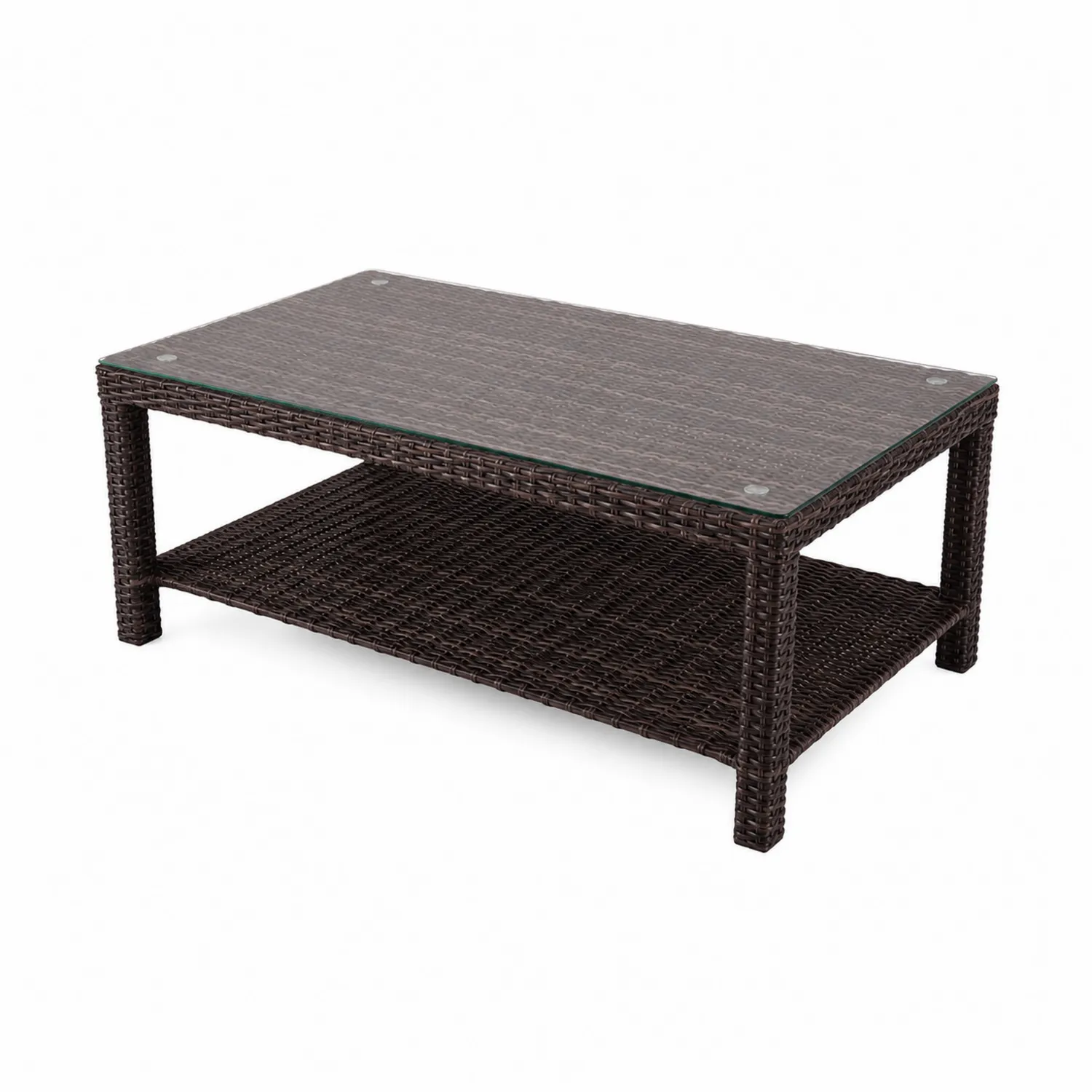 Mesa de centro de ratán con vidrio templado 110x55x40cm