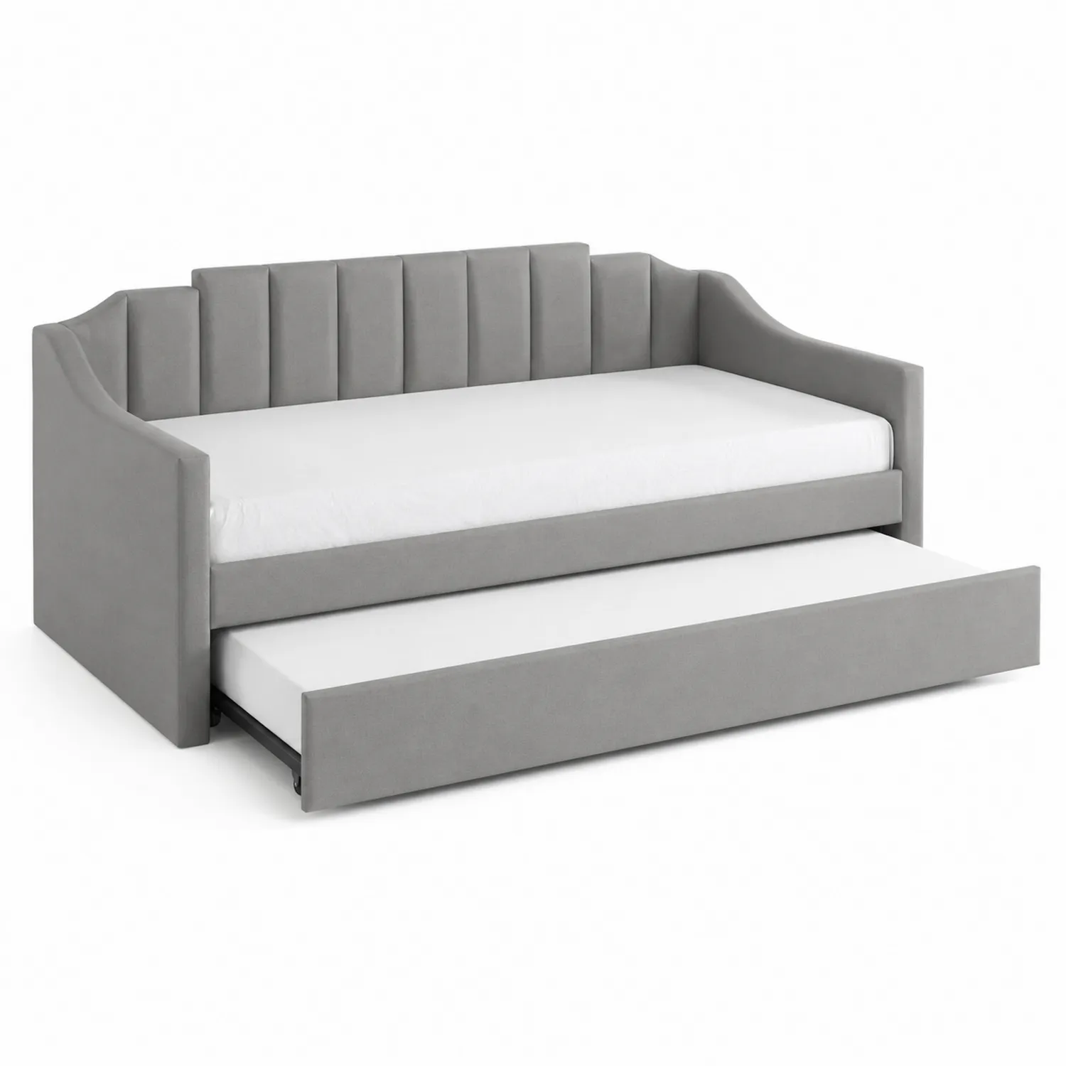 Sofá Cama con Cama Nido de MDF y Poliéster Gris