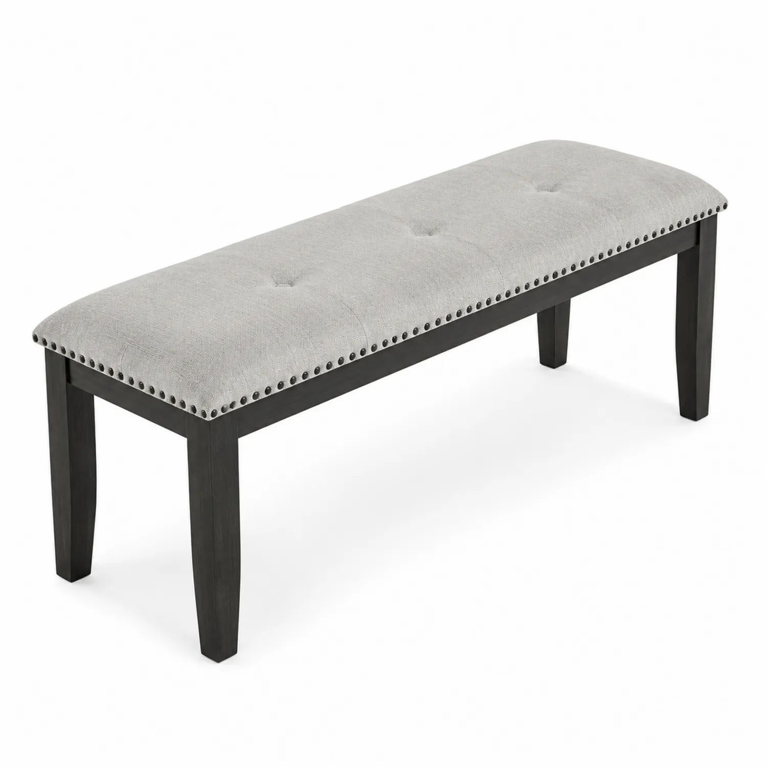 Banco de Madera con Tapicería de Poliéster Gris 120 cm