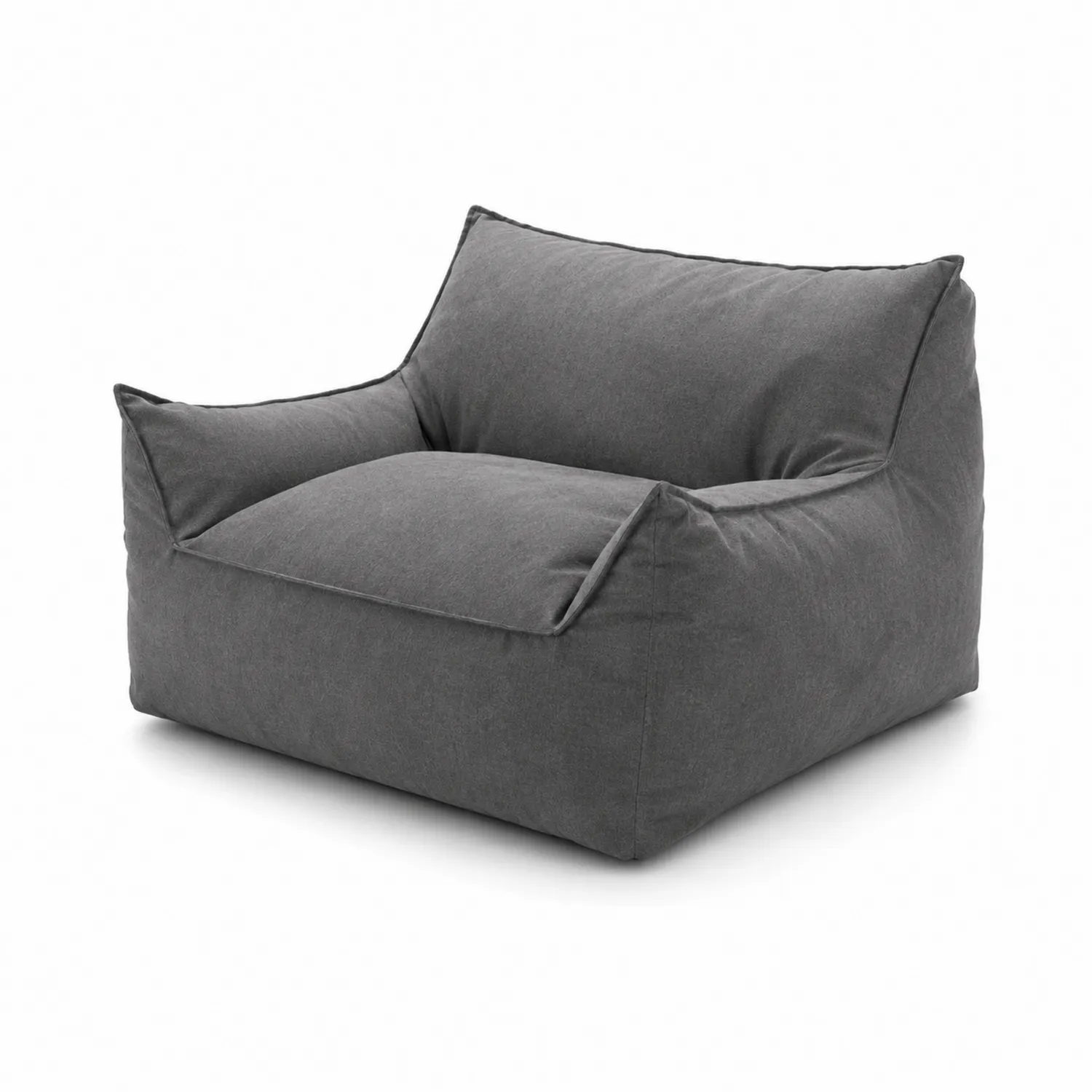 Sillón tipo bean bag de algodón y poliéster gris