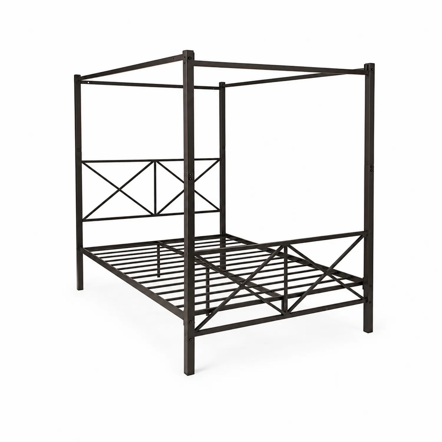 Cama con Dosel de Metal Negra 200x150x200 cm