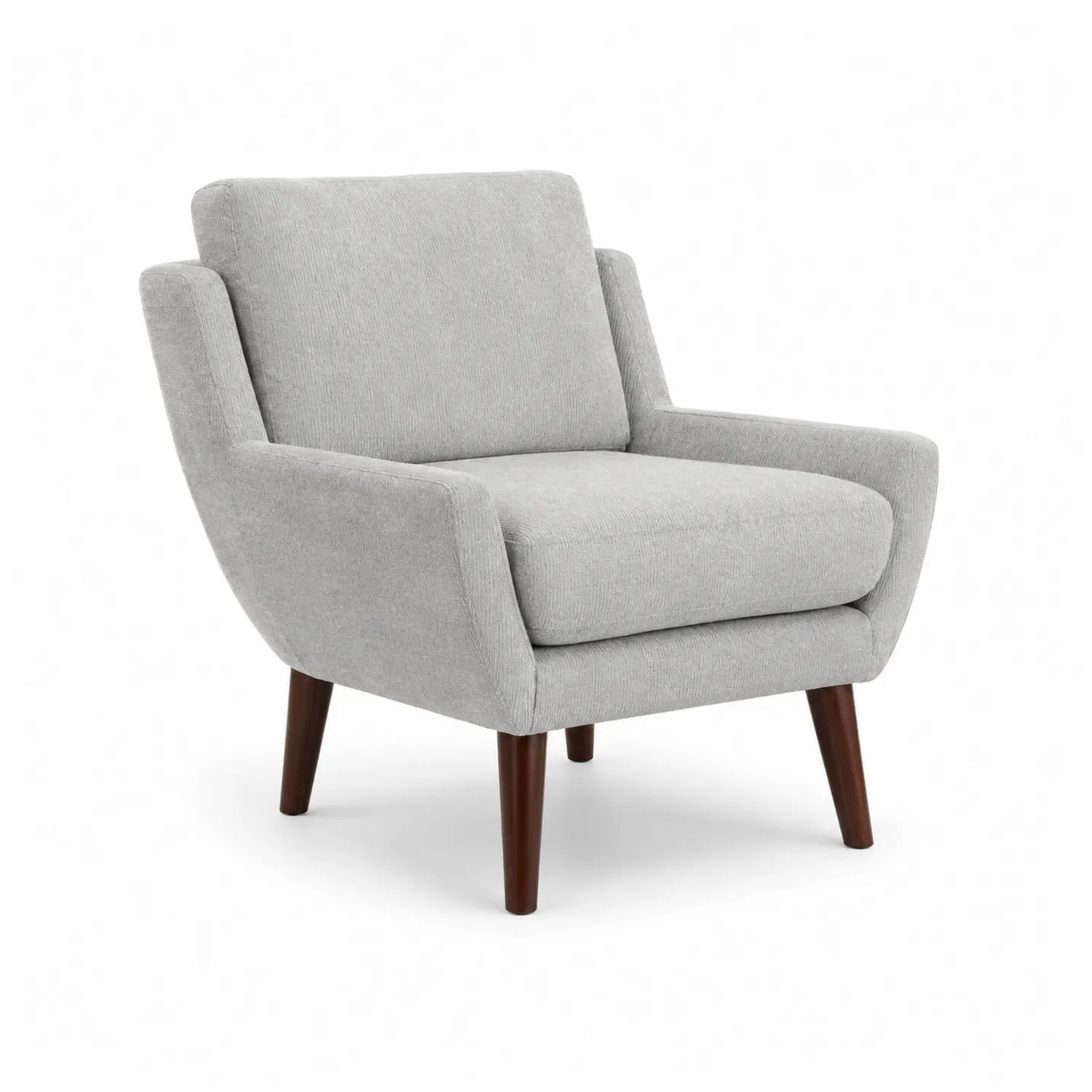 Sillón de Tela Gris Claro con Patas de Madera