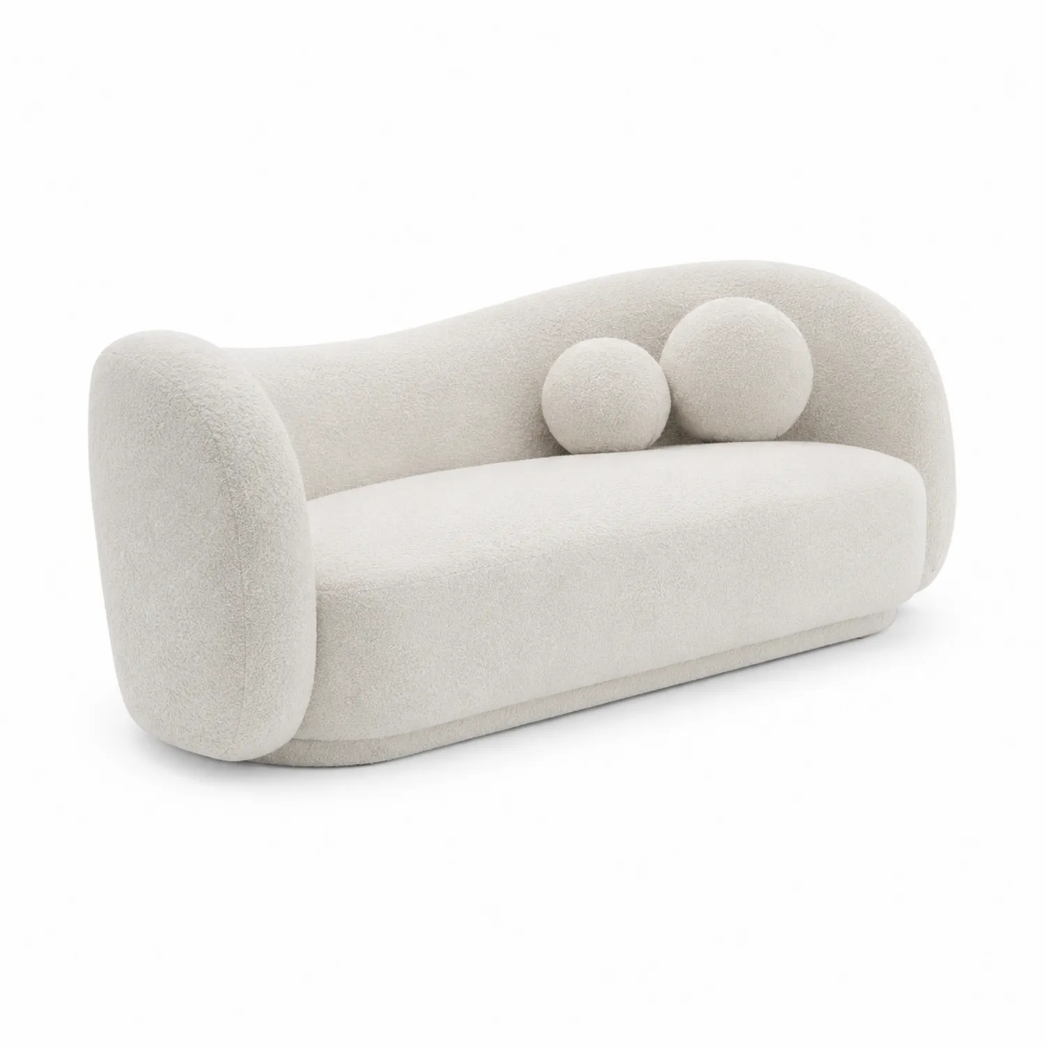 Sofá de dos plazas de tela bouclé crema 180 cm