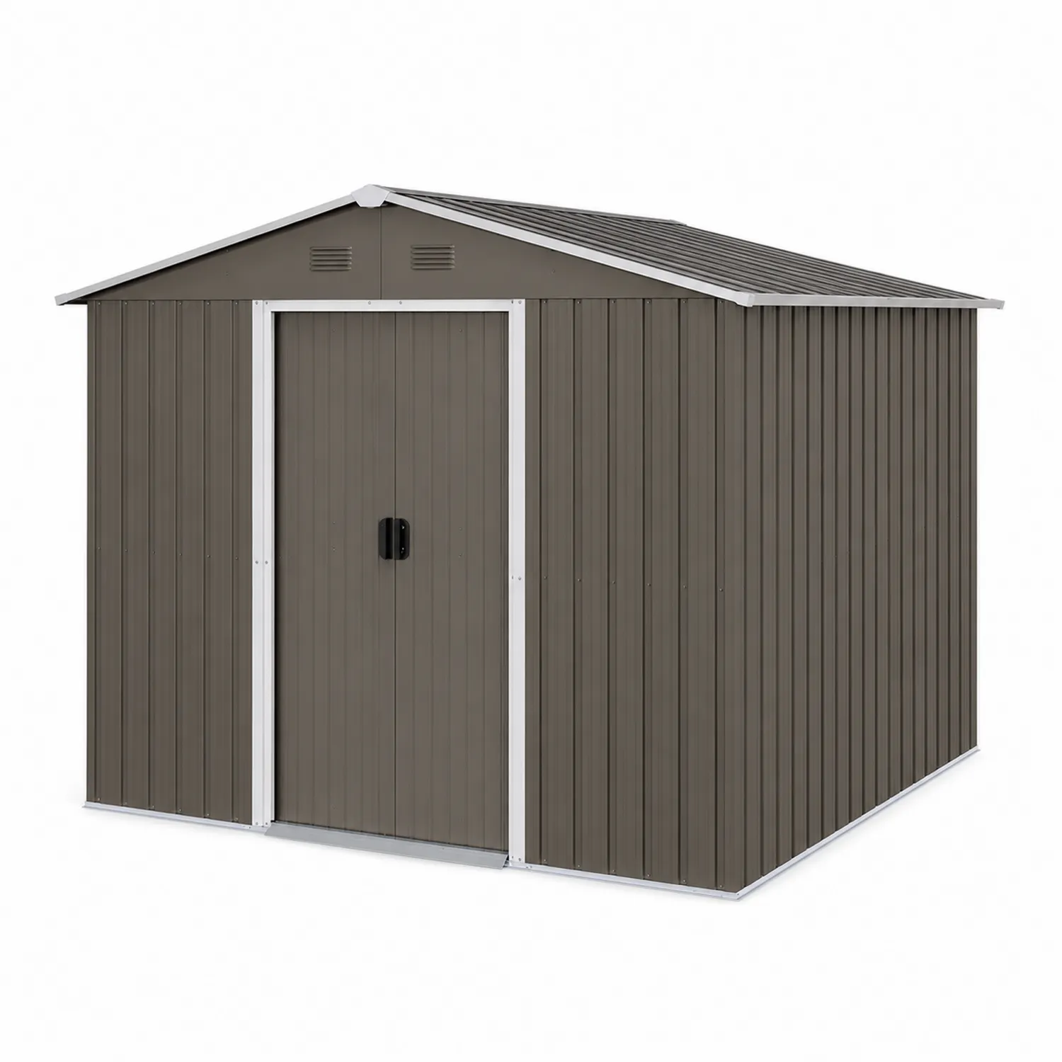 Cobertizo de metal gris con puerta corrediza 257x205x177 cm