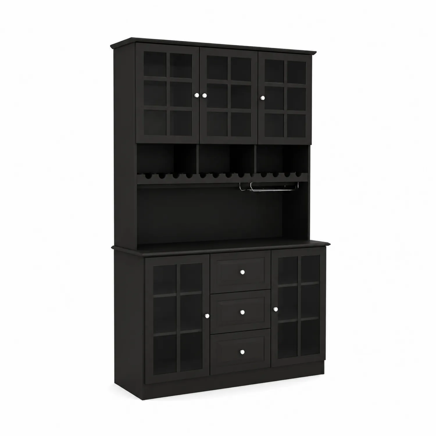 Armario de Cocina de MDF con Puertas de Vidrio Negro