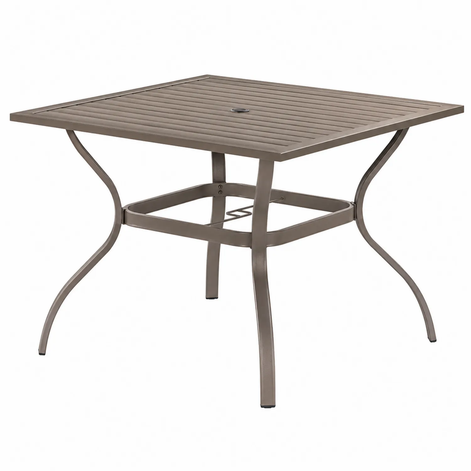 Quadratischer Metall-Gartentisch aus Stahl, 90x90 cm, Braun