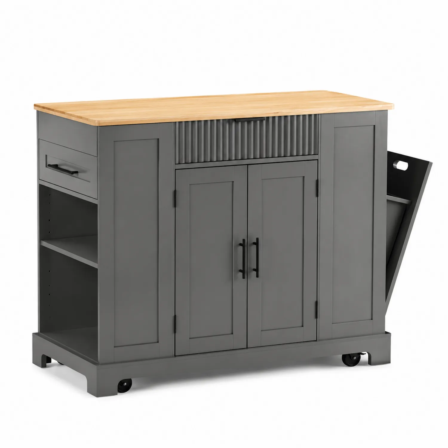 Küchenwagen Massivholz MDF mit Schublade Grau