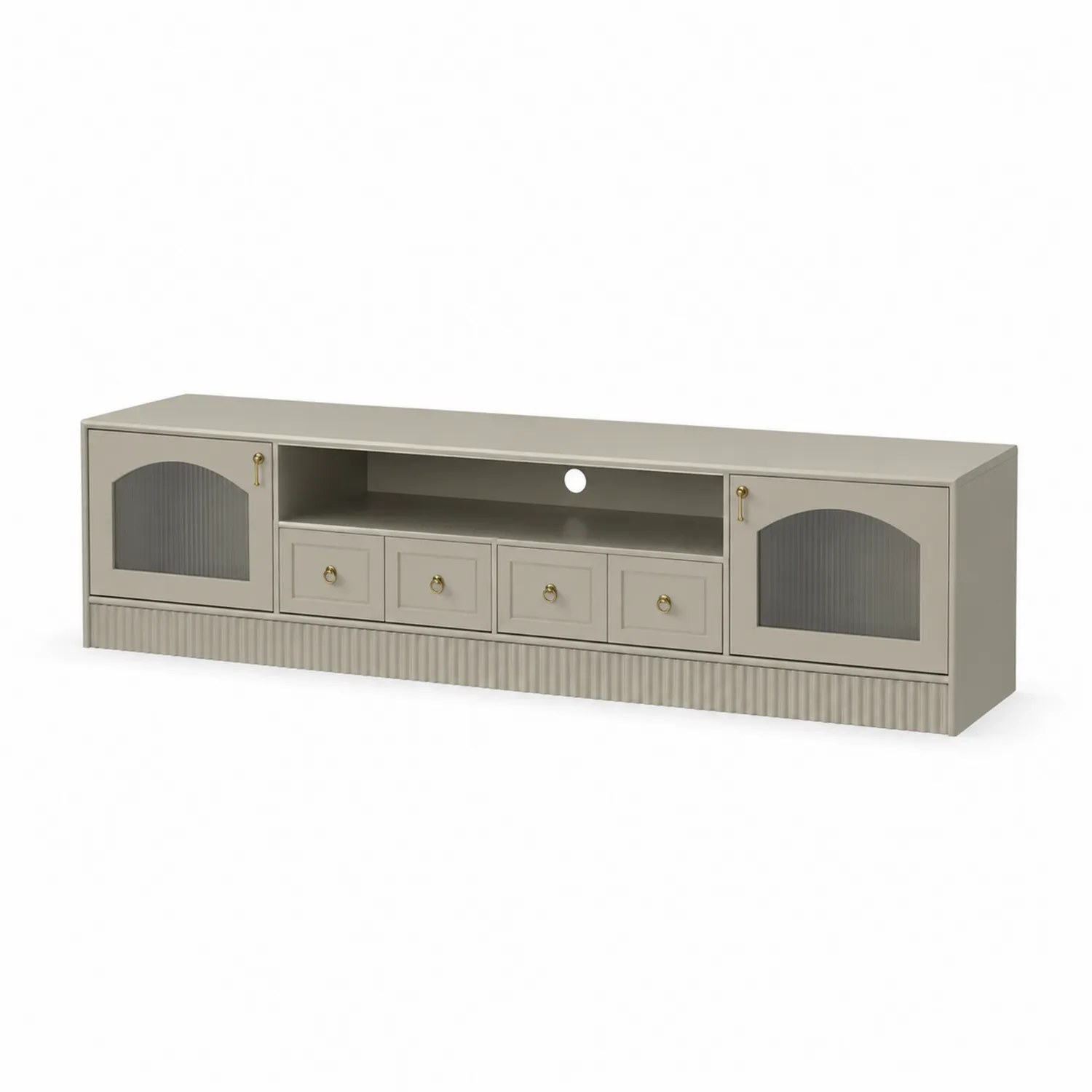 TV-Schrank MDF Beige mit Glas und Schubladen