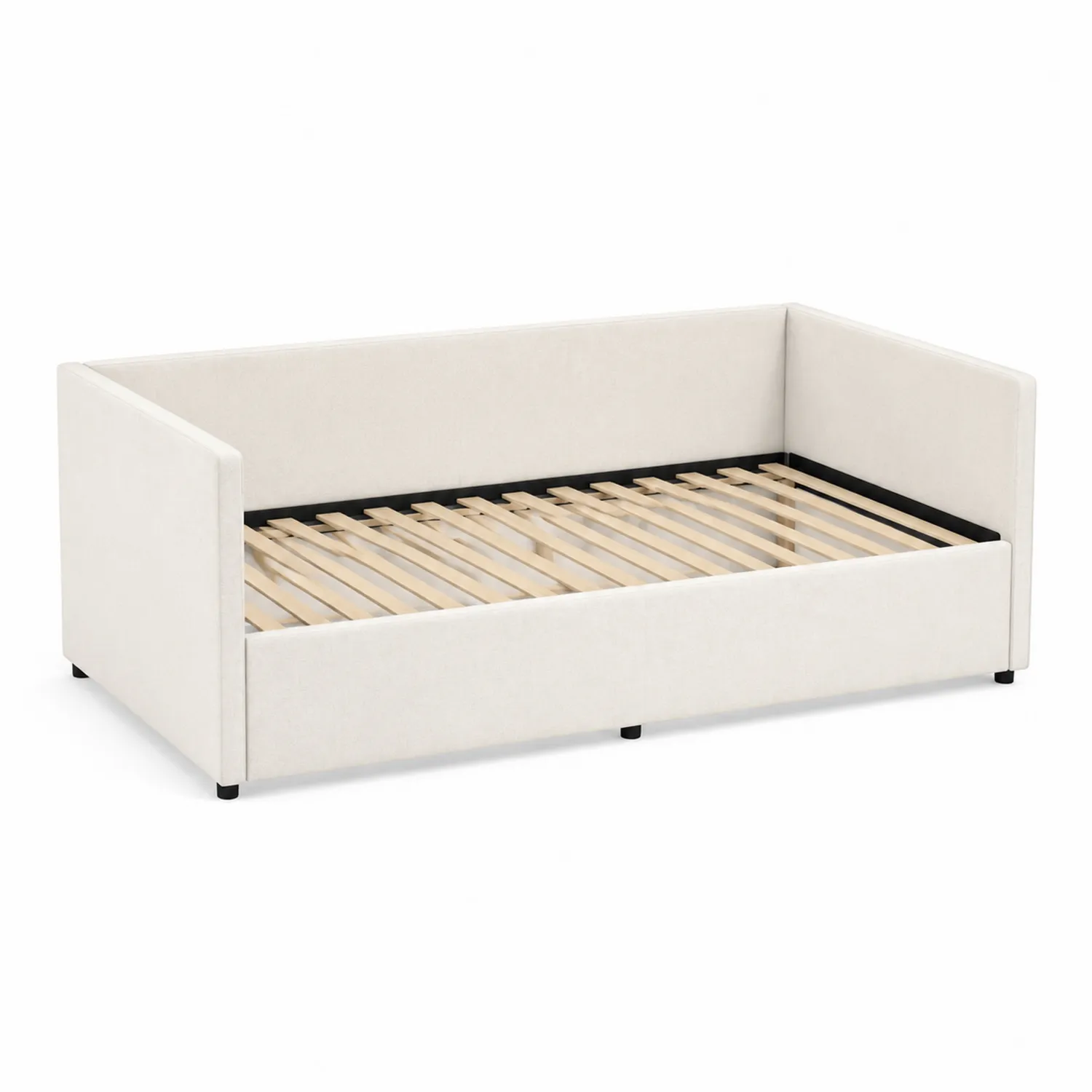 Tagesbett aus Holz und Stoff Beige 200x90 cm