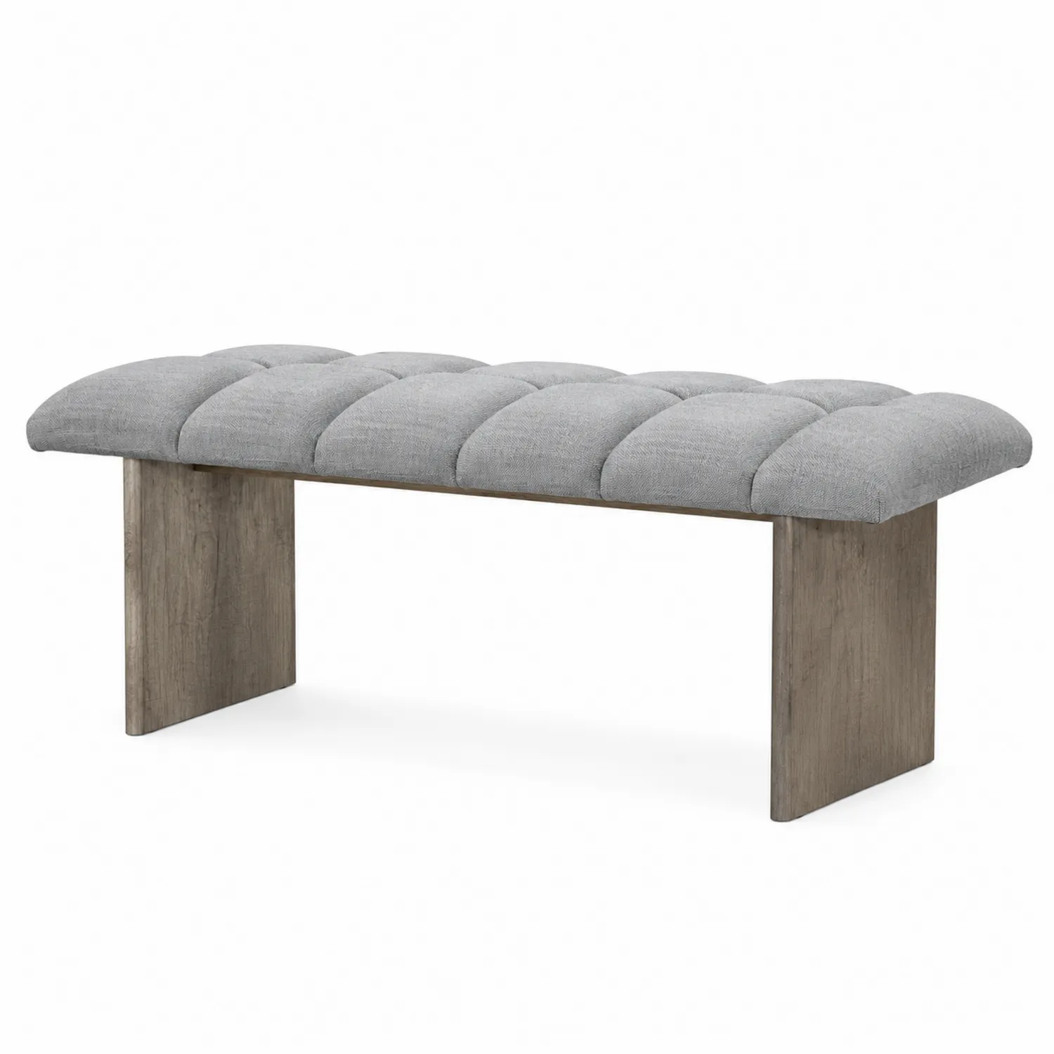 Gepolsterte Bank Leinen Grau Holz 120x40x45 cm