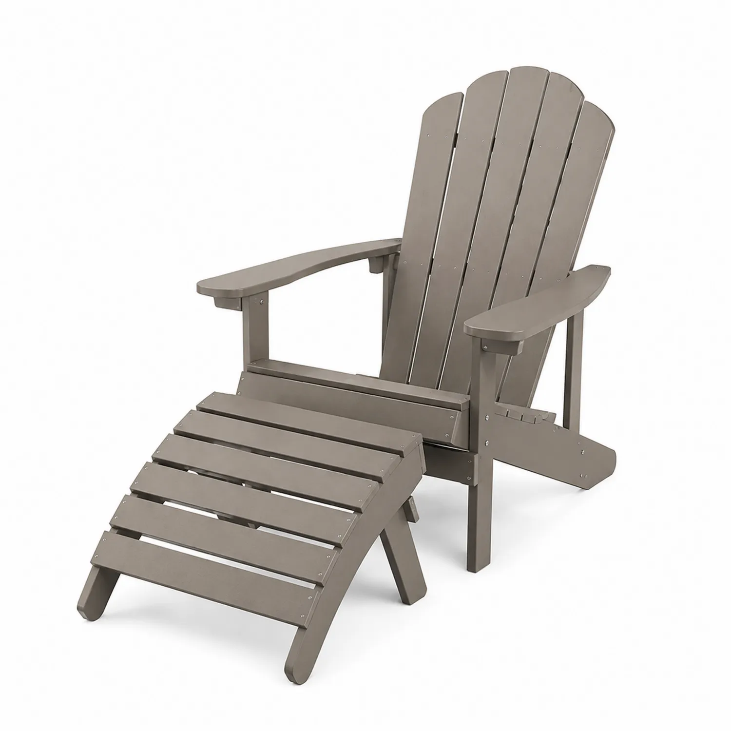 Adirondack Liegestuhl Set mit Hocker Kunststoff Braun
