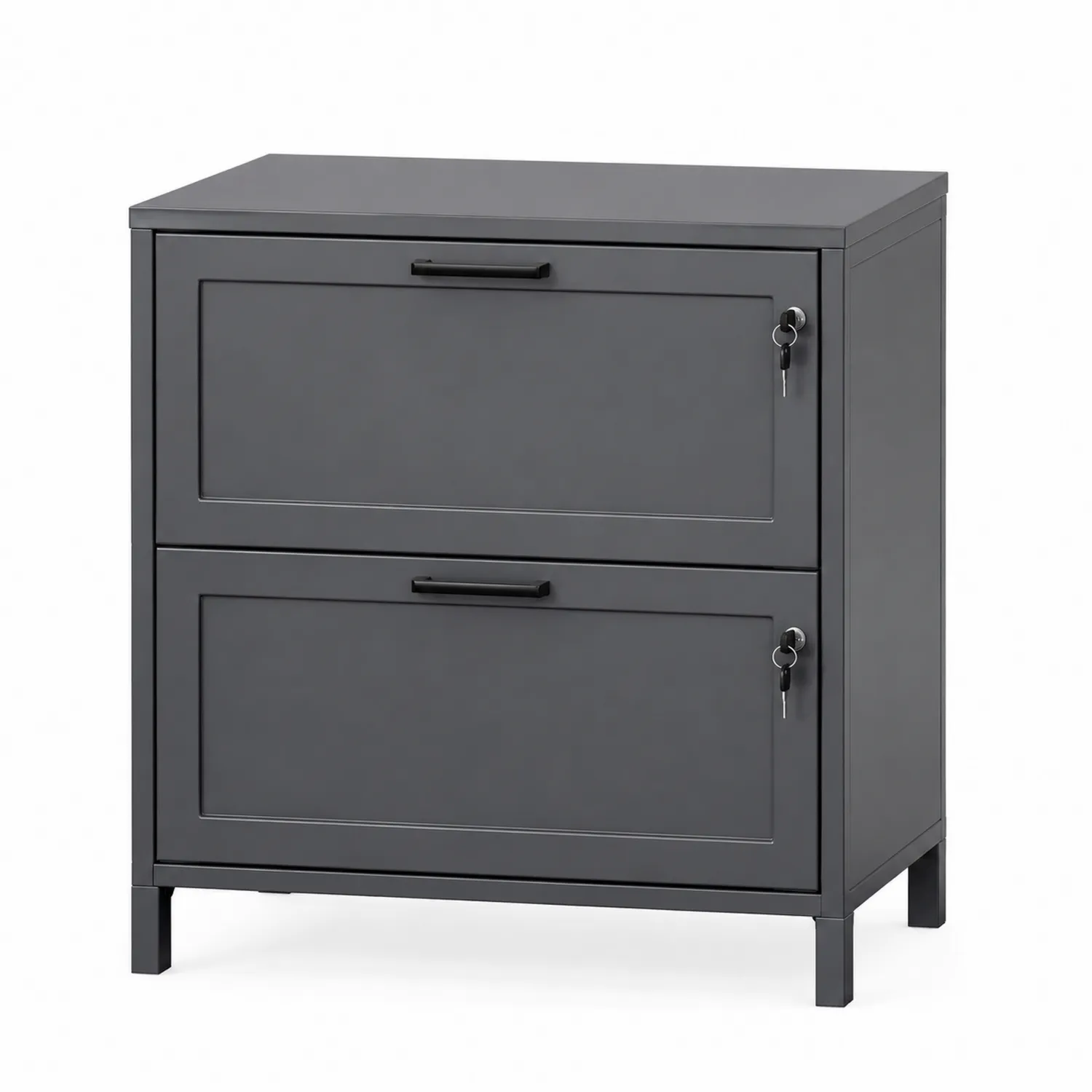 Metallaktenschrank mit 2 Schubladen und Schloss