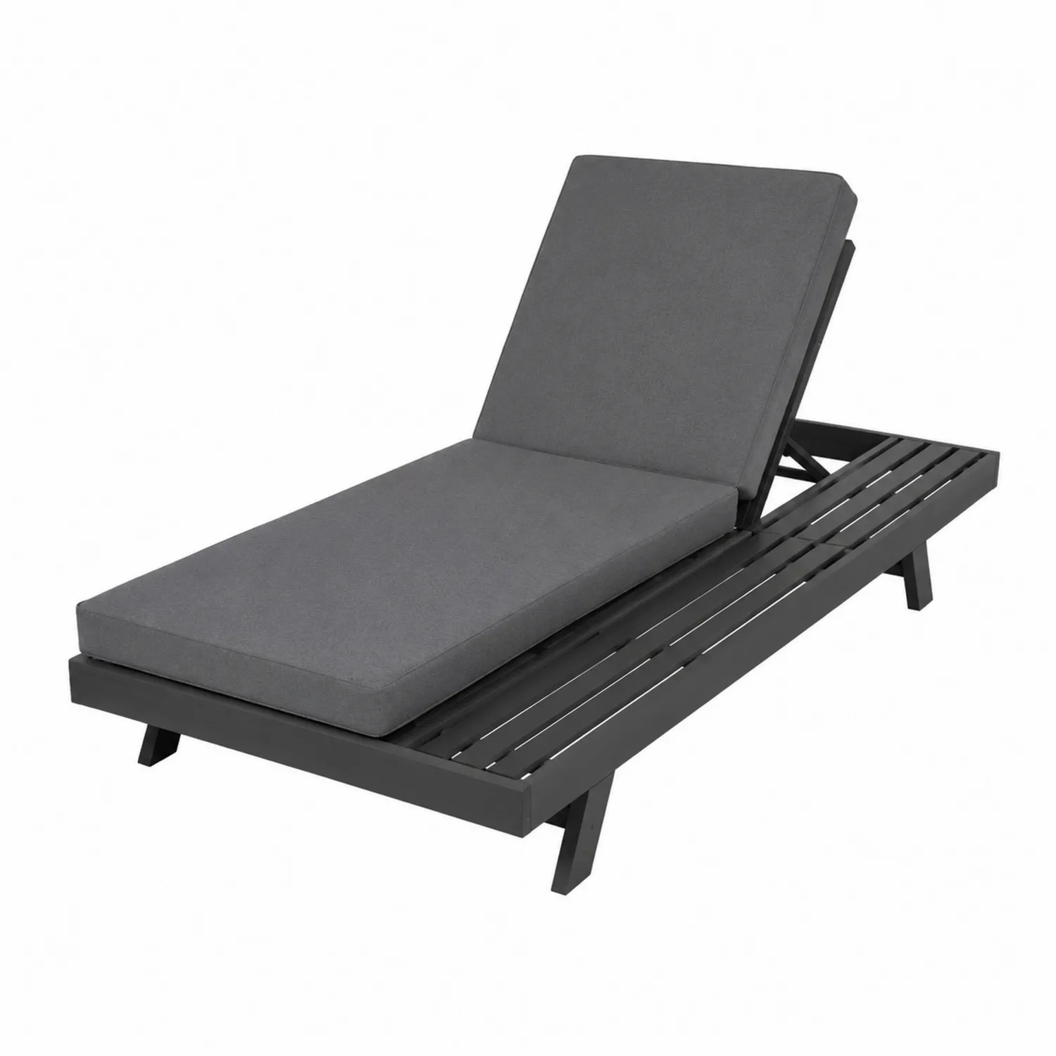 Sonnenliege Aluminium Grau mit Polyesterkissen 200cm