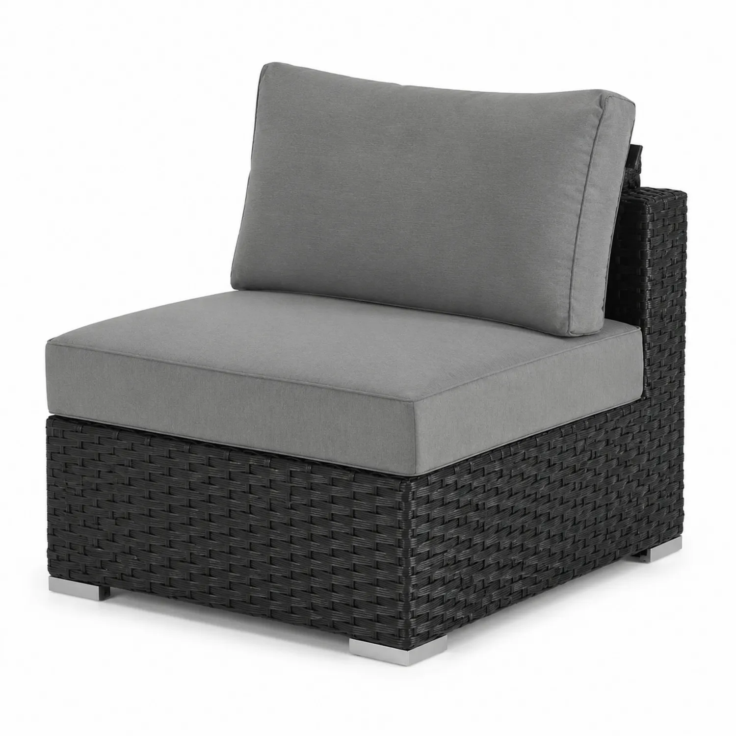 Outdoor Clubsessel Geflecht Schwarz Grau