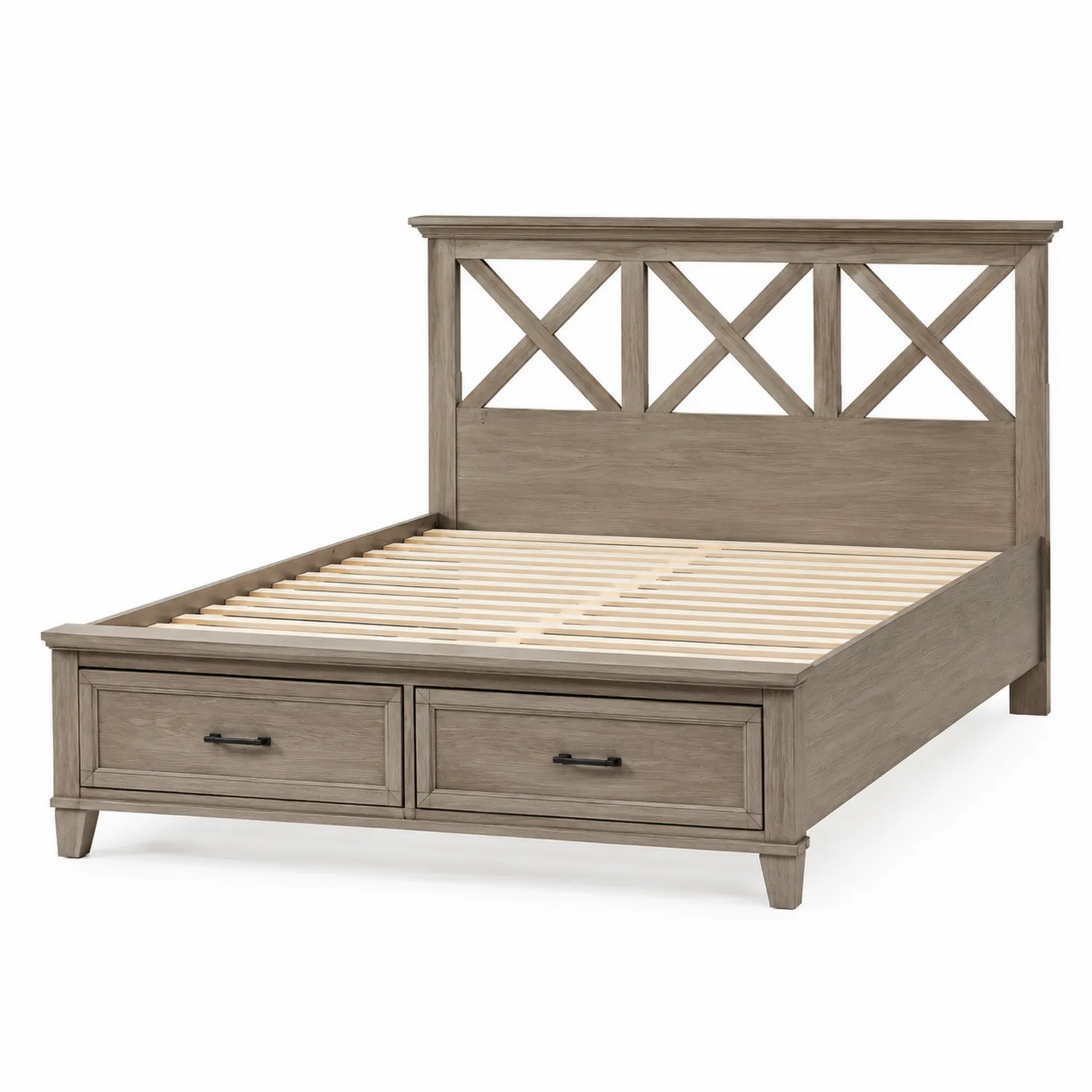 Holzbett Beige mit Schubladen 200x160 cm