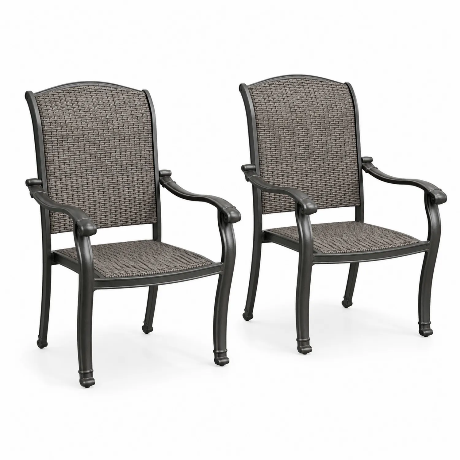 2er-Set Gartenstühle aus Aluminium und Textilene in Grau