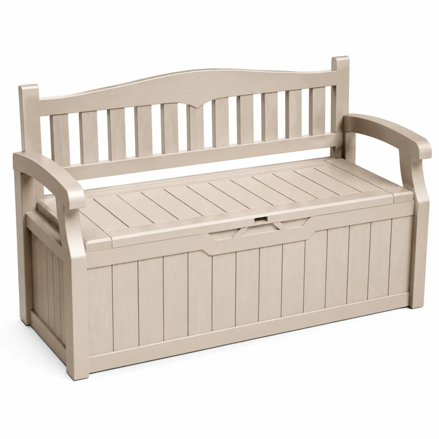 Gartenbank mit Stauraum, Kunststoff, 140x60x84 cm, Beige