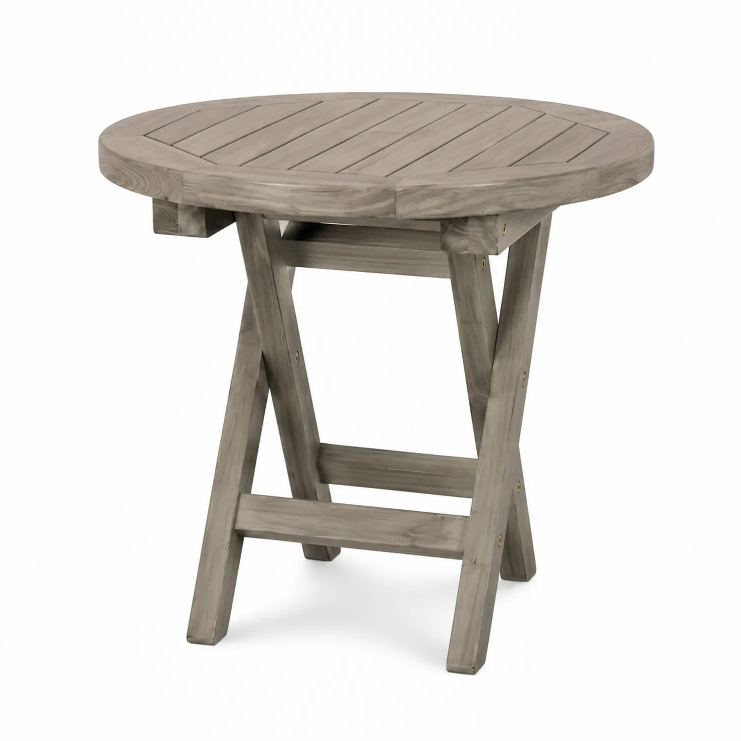 Runder Klappbarer Gartentisch Akazienholz Grau Ø 80 cm
