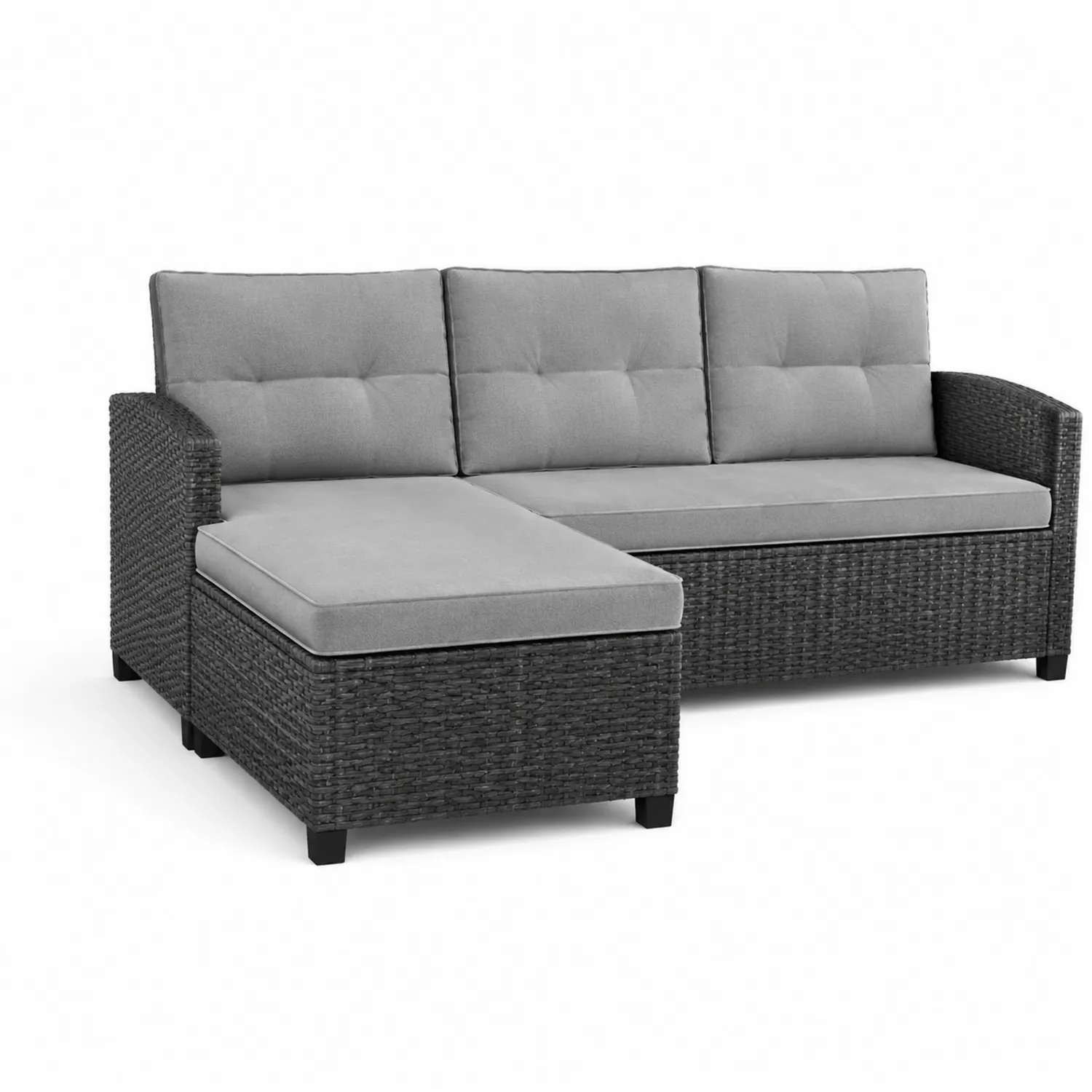 Outdoor-Ecksofa aus Polyethylen Rattan in Grau