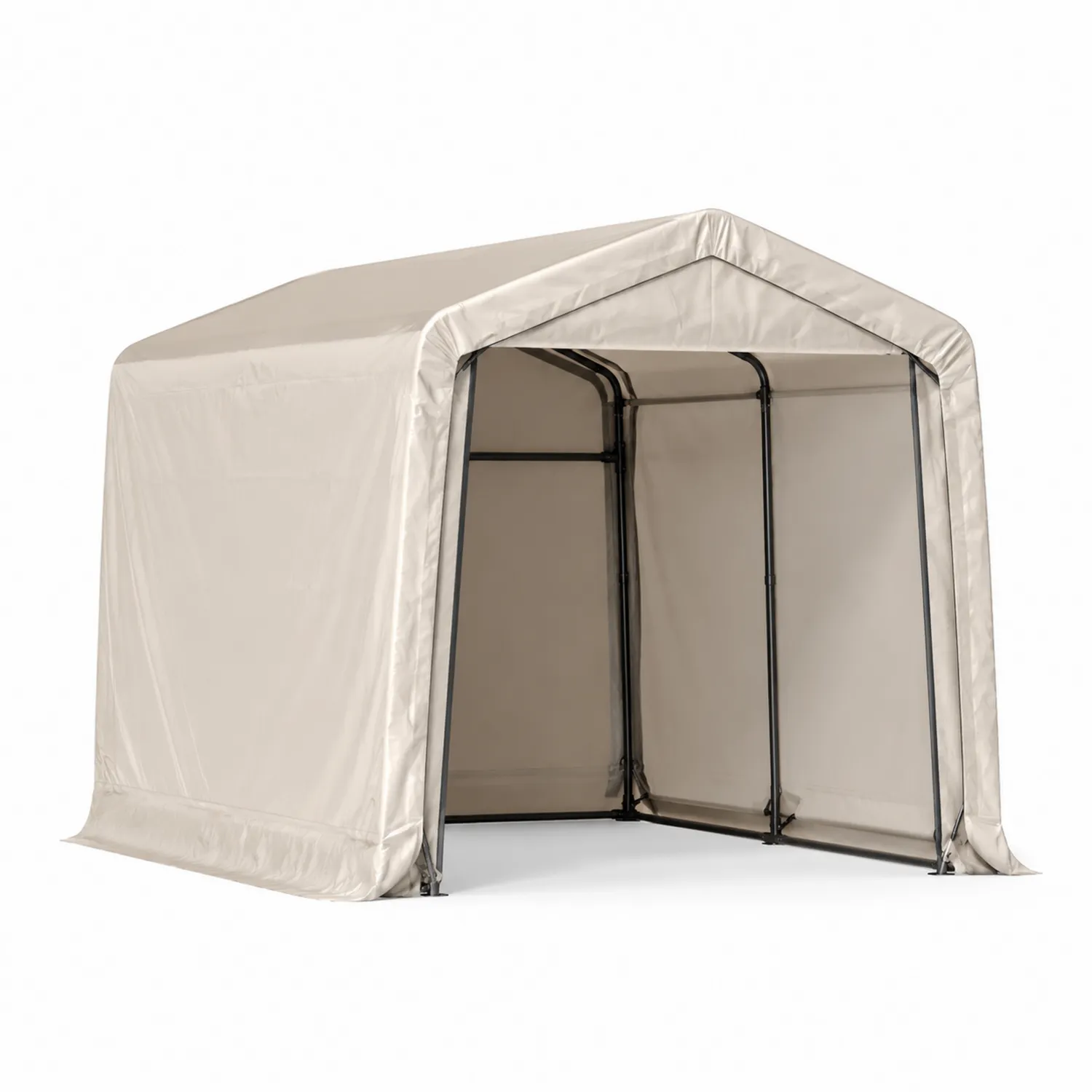 Carport mit Stahlrahmen und PVC-Plane Beige 300x200x200 cm