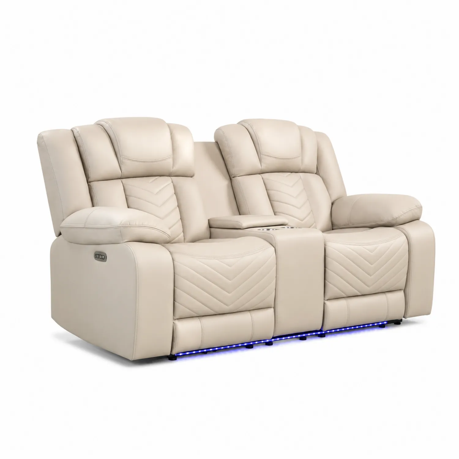 2-Sitzer Ledersofa Beige Elektrisch 180cm