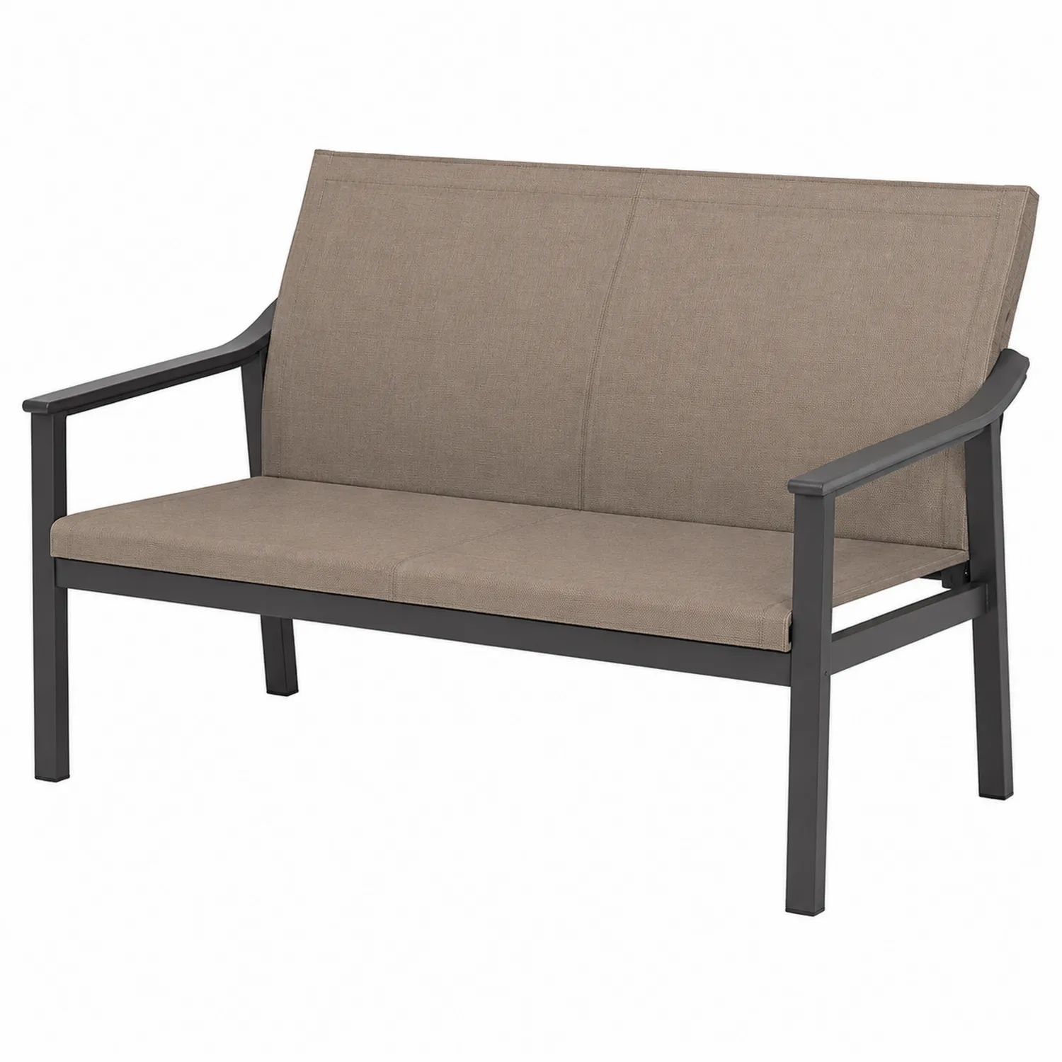 Gartenbank mit Armlehnen Aluminium Polyester Braun