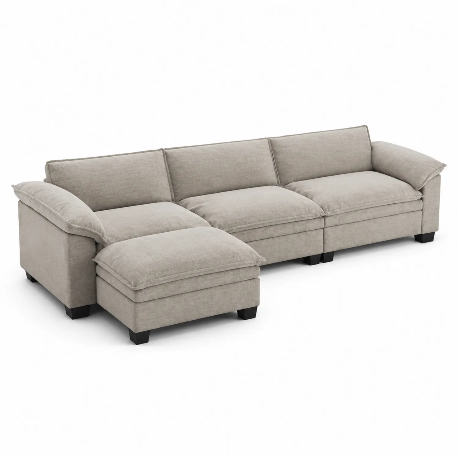 Ecksofa L-förmig 300x150x85 cm Polyester Beige