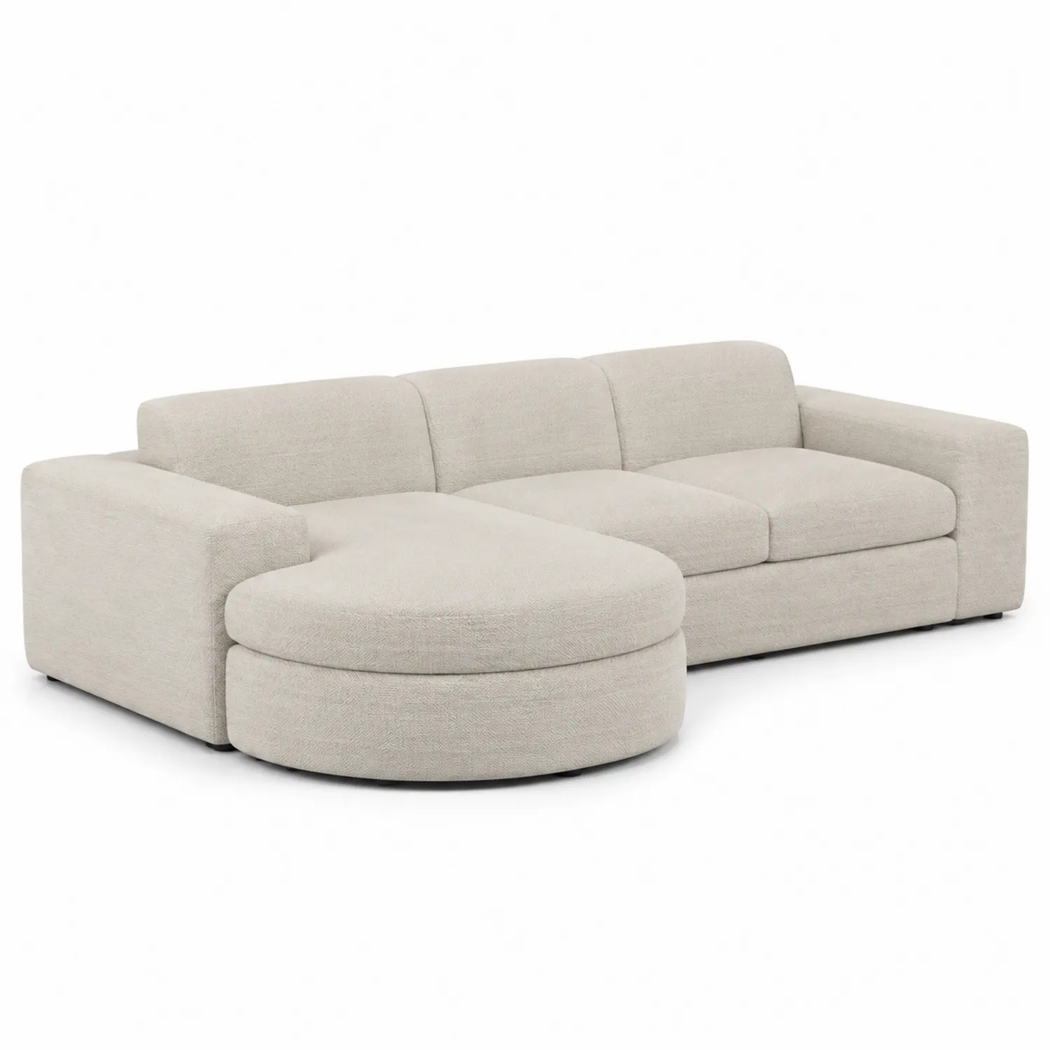 Ecksofa mit Ottomane aus Stoff Beige
