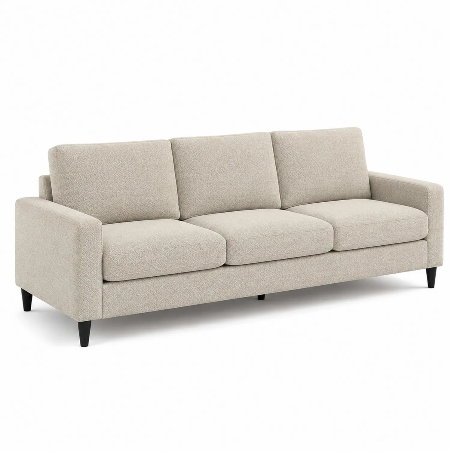 3-Sitzer Sofa Leinwandstoff Holzbeine Beige