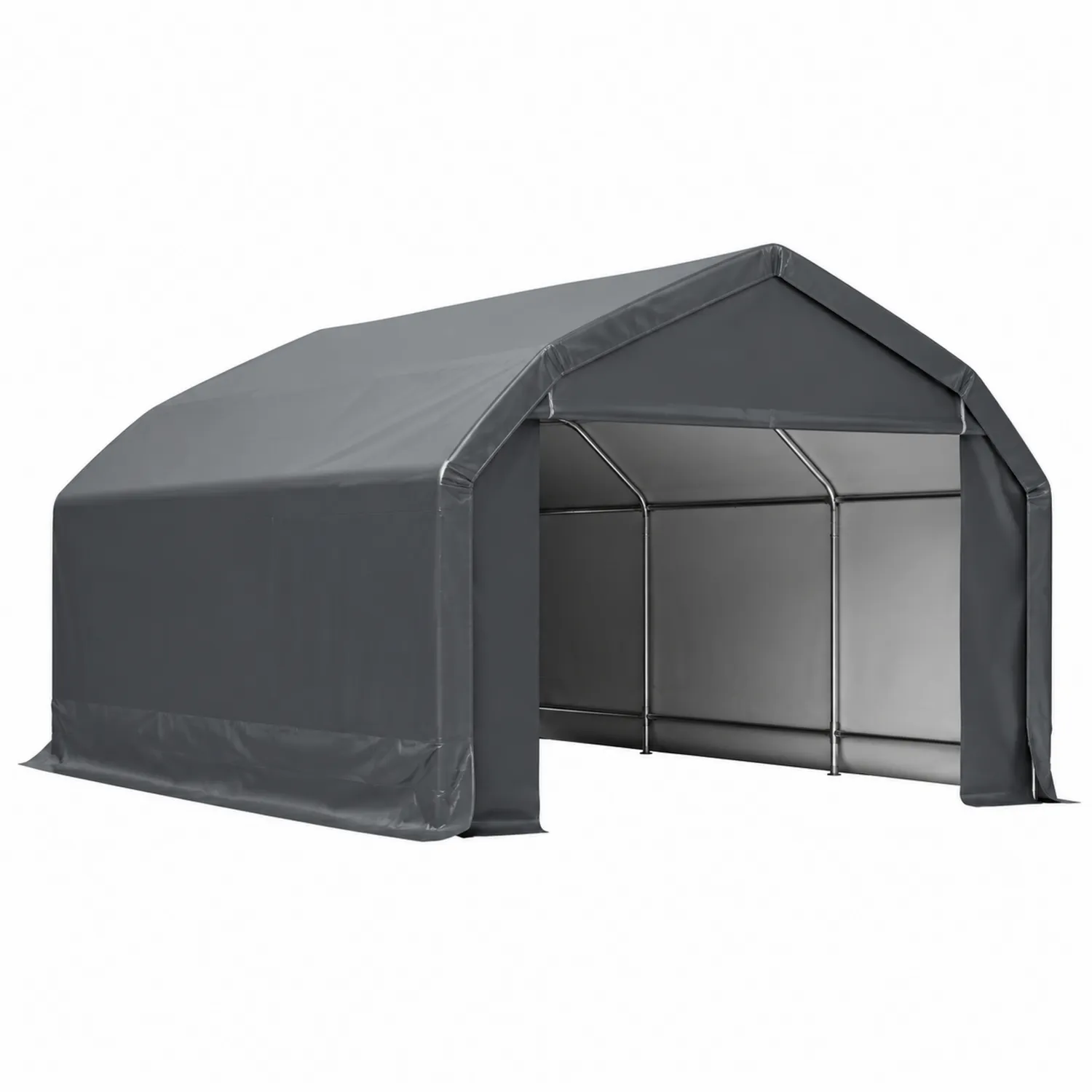 Carport Überdachung Grau PVC und Stahlrahmen 6m x 3m