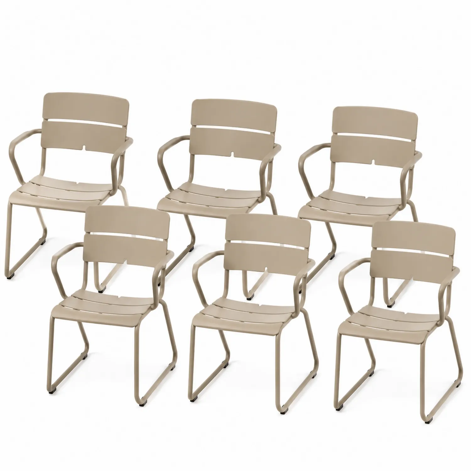Metallstuhl Set Beige 6er