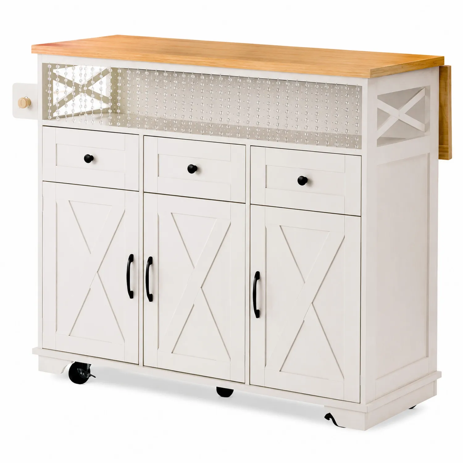 Küchenwagen Weiß Holz MDF 112x40x92 cm