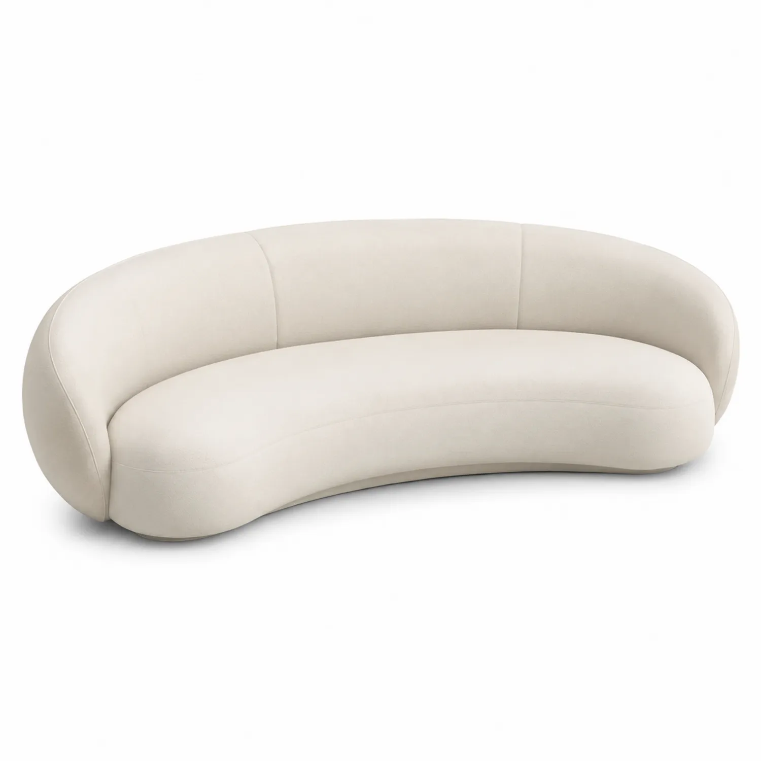 Halbmond-Sofa aus Mikrofaser, Cremeweiß, 220 cm