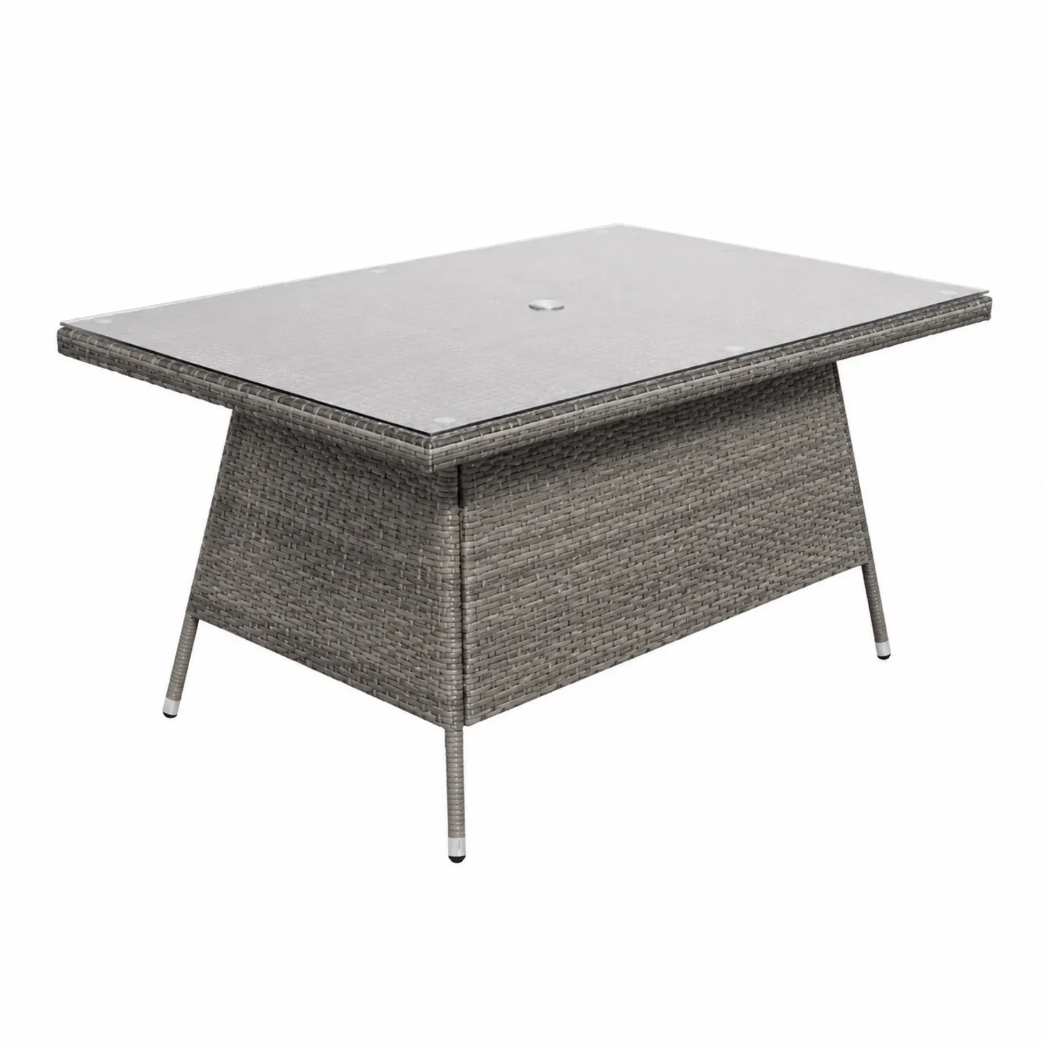 Gartentisch aus gehärtetem Glas und Polyrattan Grau
