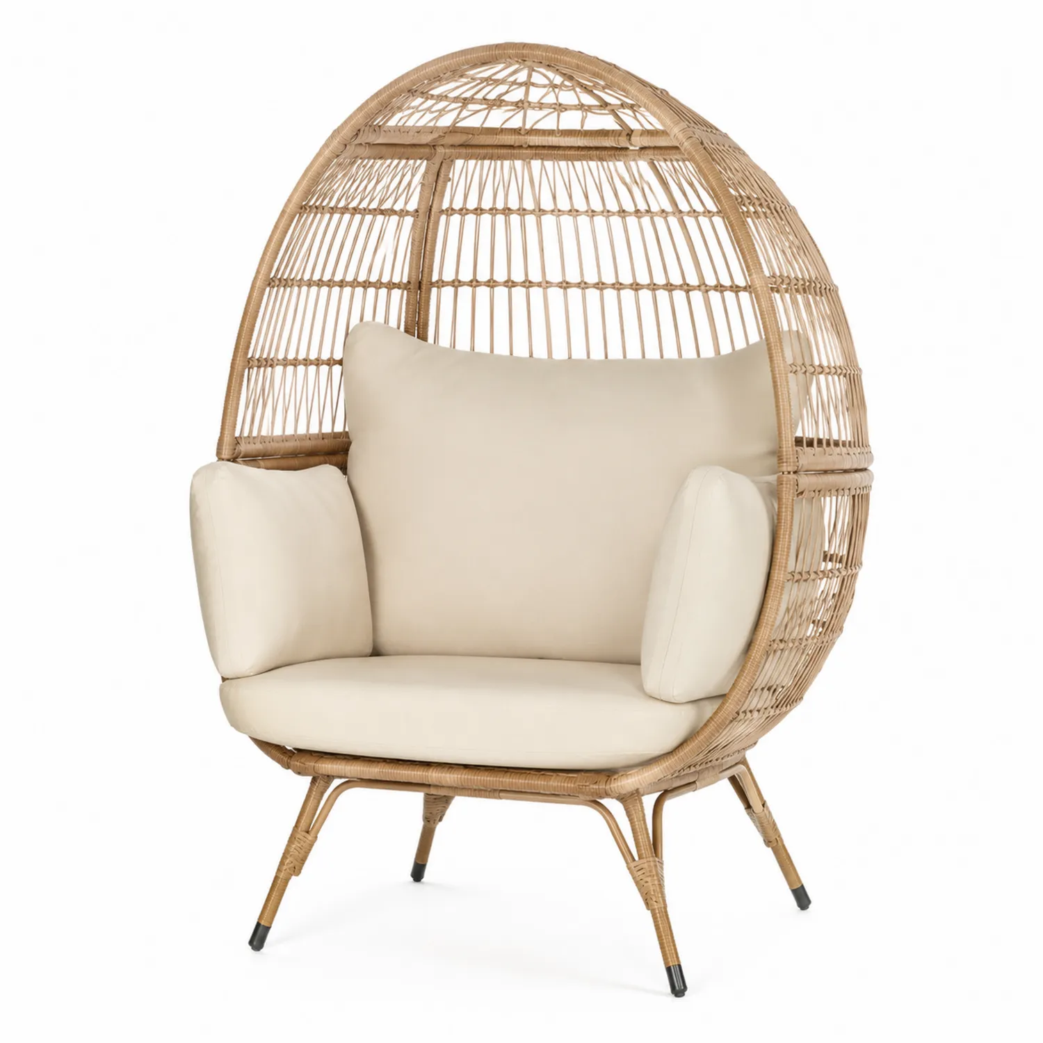 Rattansessel mit Kissen Natur/Beige