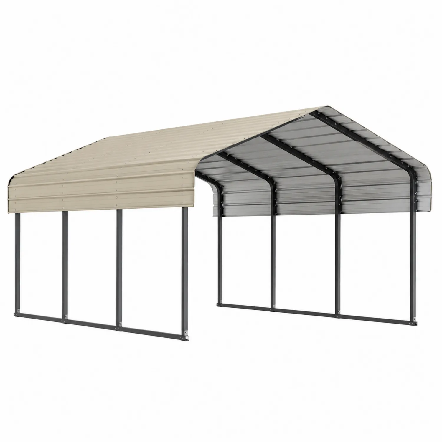 Carport Giebeldach Metall Beige 600x300x240 cm