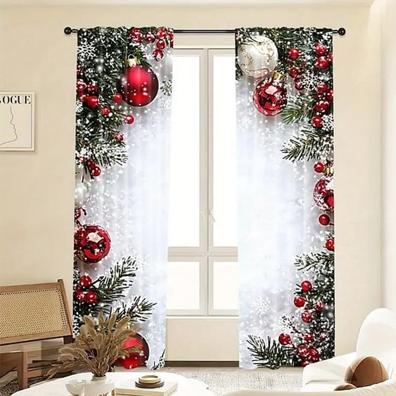 2-Piece Christmas Window Curtain Set for Home Décor