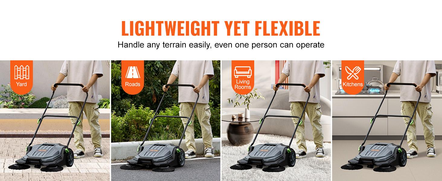 【Summerfinds】VEVOR Walk-behind Hand Push Floor Sweeper 25.6" Sweeping Width Floor Sweeper Manual Non-Electric5-Gallon Waste ContainerAngle & Height Adjustable Folding Handle for WalkwayYardGaragePatio 【Summerfinds】VEVOR Walk-behind Hand Push Floor Sweeper 25.6" Sweeping Width Floor Sweeper Manual Non-Electric5-Gallon Waste ContainerAngle & Height Adjustable Folding Handle for WalkwayYardGaragePatio